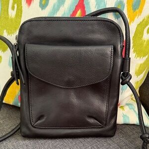 Elegant Black Leather Crossbody Bag Latico Leather NEW